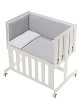 Co-Sleeping Crib Minana In White Beech + Bedding + Garment + Mattress - Mod. Astrid - Gray