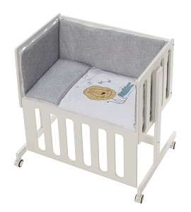 Co-Sleeping Crib Minana In White Beech + Bedding + Garment + Mattress - Mod. Indara