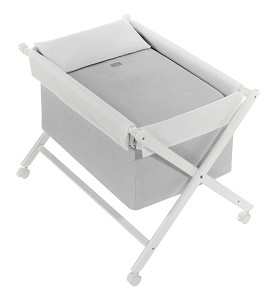 Crib In X In White Beech + Bedding + Garment + Mattress - Mod. Astrid - Gray