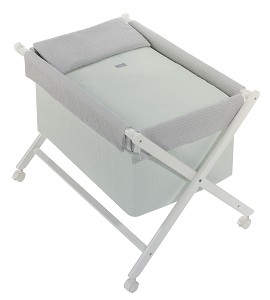 Crib In X In White Beech + Bedding + Garment + Mattress - Mod. Astrid - Green
