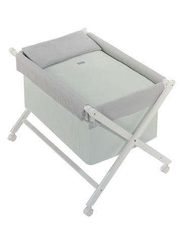 Crib In X In White Beech + Bedding + Garment + Mattress - Mod. Astrid - Green