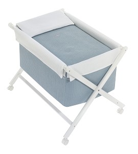 Crib In X In White Beech + Bedding + Garment + Mattress - Mod. Astrid - Petrol
