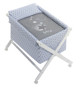 Crib In X In White Beech + Bedding + Garment + Mattress - Mod. Love You - Blue