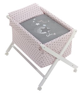 Crib In X In White Beech + Bedding + Garment + Mattress - Mod. Love You - Pink