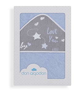 Don Algodón Bath Cape Blue Love You