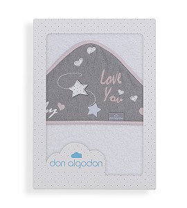 Don Algodón Bath Cape White Pink Love You