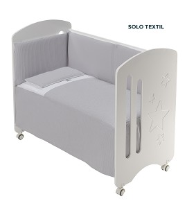 3 Pcs Set Cot Bed 60X120 (Quilt+Bumper+Pillow) - Cotton Waffel - Mod. Astrid - Gray
