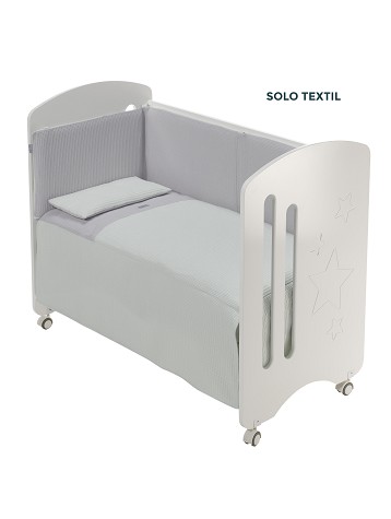 3 Pcs Set Cot Bed 60X120 (Quilt+Bumper+Pillow) - Cotton Waffel - Mod. Astrid - Green