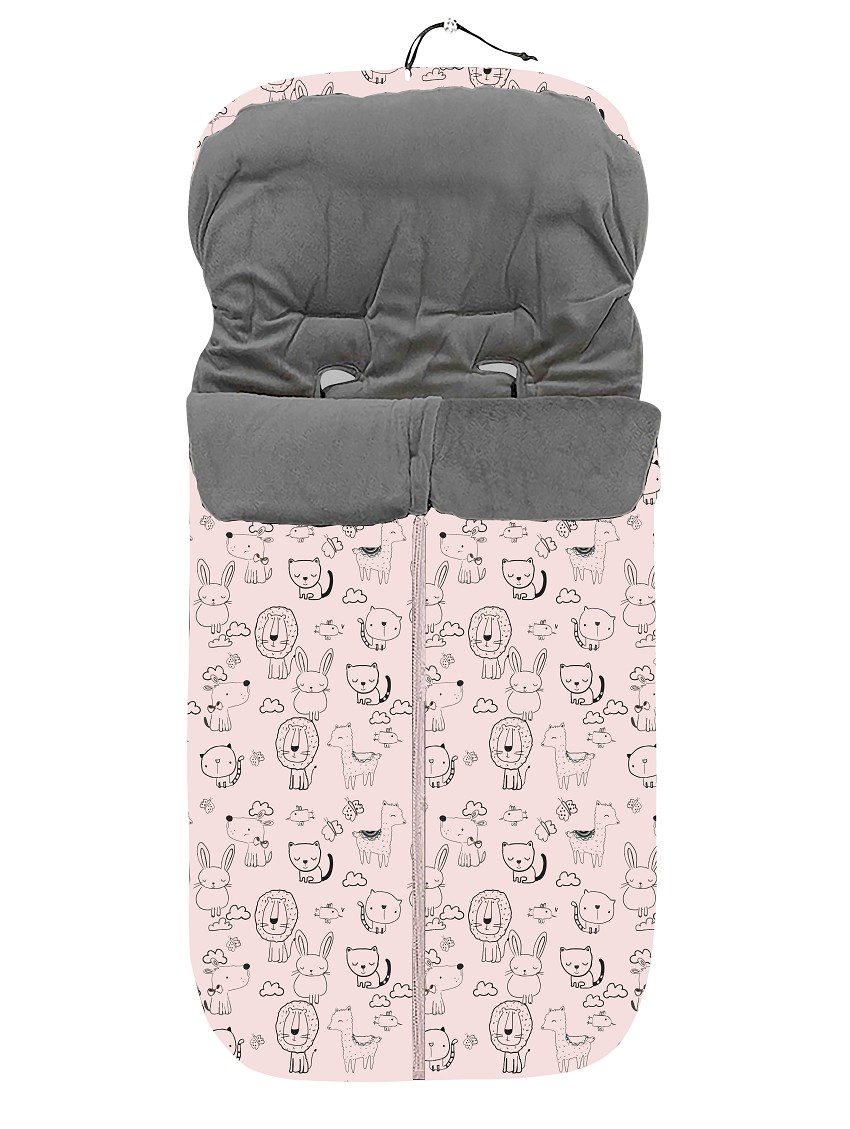 Saco Universal Animales Rosa para sillas de paseo de bebés en invierno