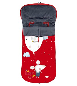 Universal Footmuff Watertight 46X105 Cms - Coral Fleece - Mod. Ratita - Red