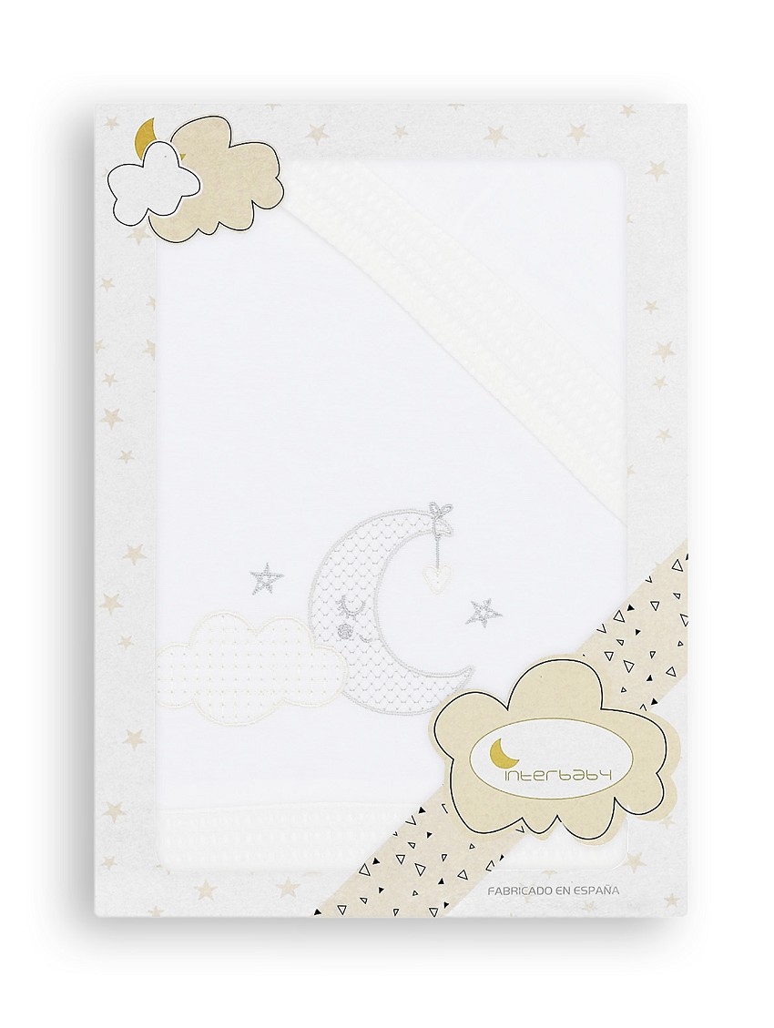 S/ábana Minicuna Franela Nube Luna Blanco Gris