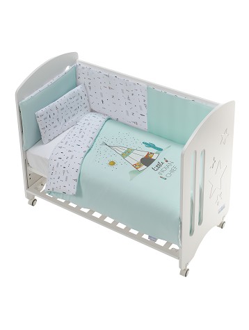 3 Pcs Set Cot Bed 60X120 (Duvet Cover+Bumper+Pillow) - Cotton Jersey - Mod. Dakota - Green