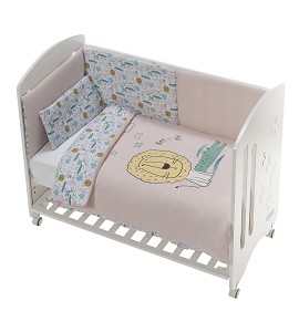 3 Pcs Set Cot Bed 60X120 (Duvet Cover+Bumper+Pillow) - Cotton Jersey - Mod. Indara - Pink