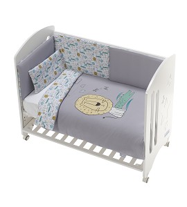3 Pcs Set Cot Bed 60X120 (Duvet Cover+Bumper+Pillow) - Cotton Jersey - Mod. Indara - Gray