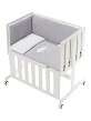Co-Sleeping Crib Minana In White Beech + Bedding + Garment + Mattress - Mod. Viggo - Gray