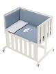 Co-Sleeping Crib Minana In White Beech + Bedding + Garment + Mattress - Mod. Viggo - Petrol