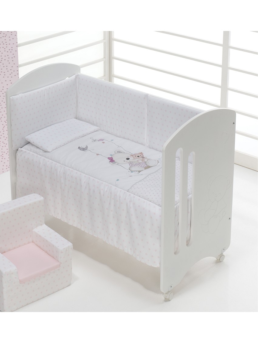 Lovely Premium con Textil Oso Columpio Cuna de Madera Interbaby