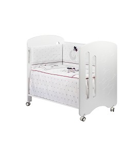 Cot Lovely Premium + Set Cot Bed 60X120 (Quilt+Bumper+Pillow) - Cotton - Mod. Oso Amoroso - Pink