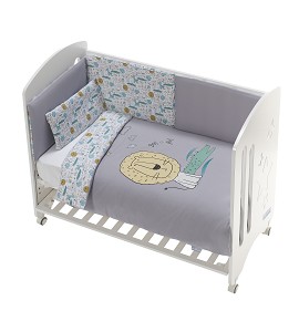 Cot New Star Premium + Set Cot Bed 60X120 (Duvet Cover+Bumper+Pillow) - Cotton - Mod. Indara - Gray