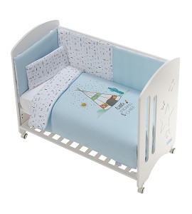 Cot New Star Premium + Set Cot Bed 60X120 (Duvet Cover+Bumper+Pillow) - Cotton - Mod. Dakota - Blue