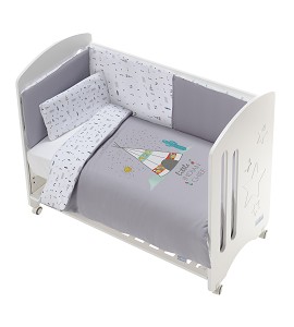 Cot New Star Premium + Set Cot Bed 60X120 (Duvet Cover+Bumper+Pillow) - Cotton - Mod. Dakota - Gray