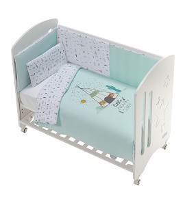 Cot New Star Premium + Set Cot Bed 60X120 (Duvet Cover+Bumper+Pillow) Cotton -Mod. Dakota - Green