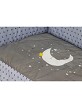 Cot Lovely Premium + Set Cot Bed 60X120 (Quilt+Bumper+Pillow) - Cotton - Mod. Luna Universo - Blue
