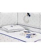 Cot Lovely Premium + Set Cot Bed 60X120 (Quilt+Bumper+Pillow) - Cotton - Mod. Oso Amoroso - Blue
