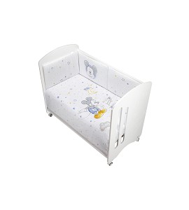 2 Pcs Set Cot Bed 60X120 (Duvet Cover+Bumper) - Cotton - Mod. Mickey - Blue