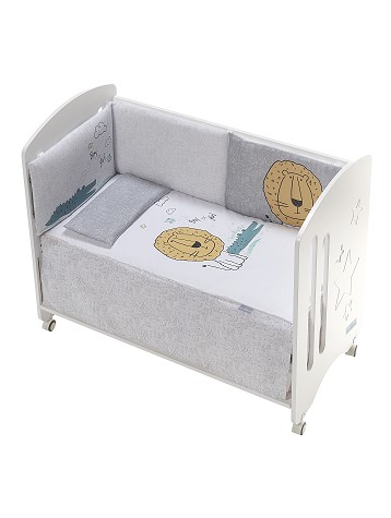 3 Pcs Set Cot Bed 60X120 (Quilt+Bumper+Pillow) - Cotton Jersey - Mod. Indara