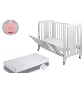 Moonet Premium Crib + Mattress + Pink Star Night Light