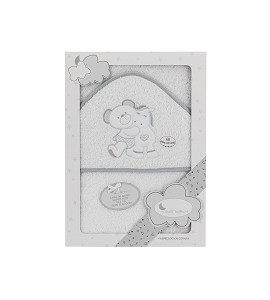 Bath Cape White Grey Bear Pony