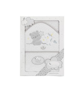 Bath Cape White Grey Bear...