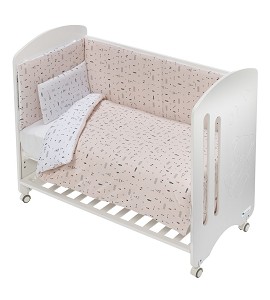 3 Pcs Set For Big Cot Bed 70X140 (Duvet Cover+Bumper+Pillow) - Jersey - Mod. Tipi Oso - Pink