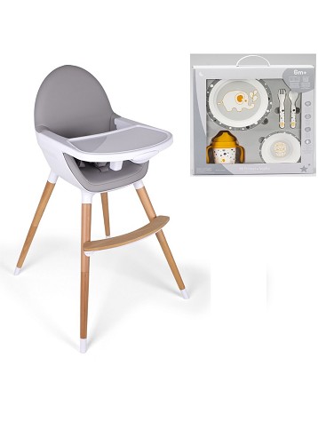 Baby Grow Highchair Light Gray + Jungle Tableware