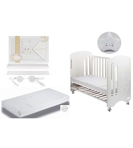 Lovely Premium Cradle Co-sleeping with mattress, Cradle Sheets Beige Swing and Star night lamp Gift
