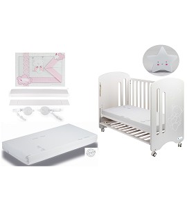 Lovely Premium Cradle Co-sleeping with mattress, Cradle Sheets Pink Swing and Star night lamp Gift
