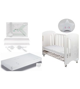 Lovely Premium Cradle Co-sleeping with mattress, Cradle Sheets Green Swing and Star night lamp Gift