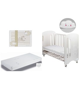 Lovely Premium Cradle Co-sleeping with mattress, Cradle Sheets Beige Moon and Cloud night lamp Gift