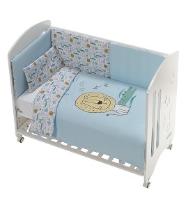 Cot New Star Premium + Set Cot Bed 60X120 (Duvet Cover+Bumper+Pillow) - Cotton - Mod. Indara - Blue